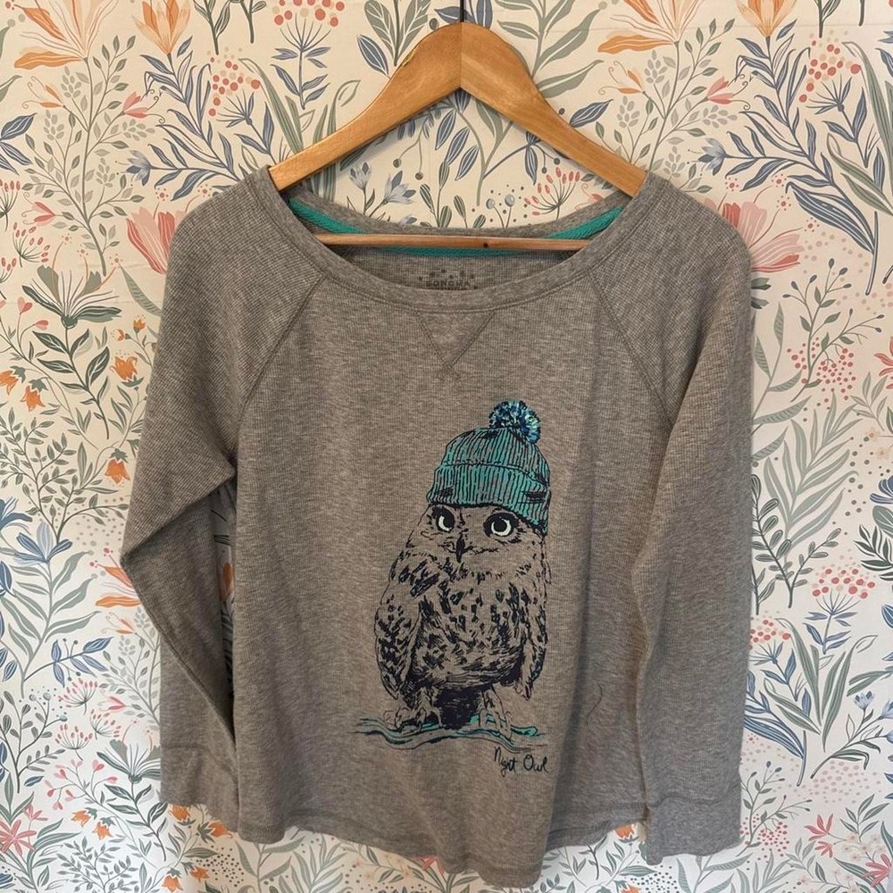 Sonoma Goods for Life Waffle Knit Long Sleeve Night Owl Graphic Tee